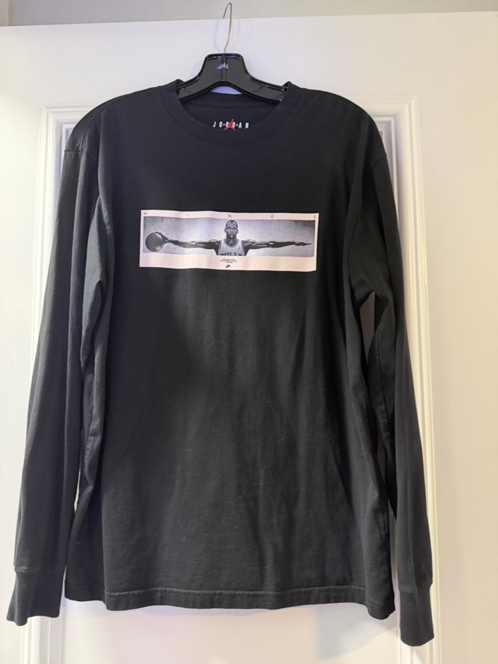 Jordan Black Long Sleeve Tee with White Graphic Stripe